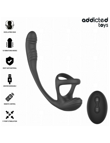 ADDICTED TOYS PLUG ANAL VIBRACIAN Y WAVING 360Aº Y ESTIMULADOR TESTACULOS